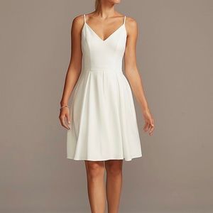 Spaghetti Strap Stretch Crepe Fit-and-Flare Dress